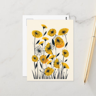 Dandelion wildflower field postcard