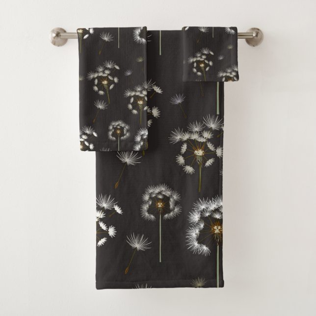 Dandelion Wildflower Pattern Bath Towel Set (Insitu)