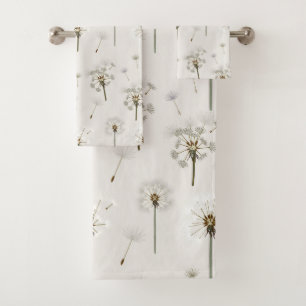 Dandelion Wildflower Pattern Bath Towel Set