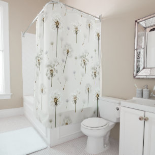 Dandelion Wildflower Pattern Shower Curtain