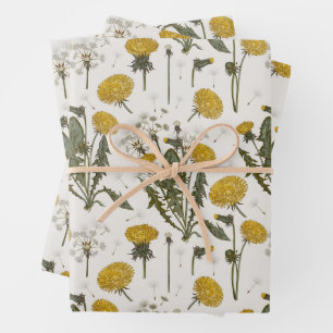 Dandelion Wildflower Pattern Wrapping Paper Sheet