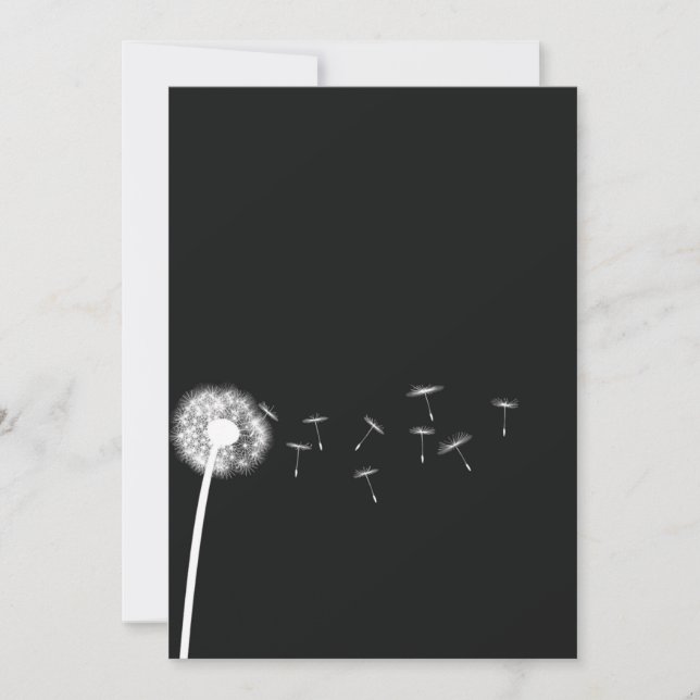 Dandelion Wish Black and White Wedding Invitation (Front)