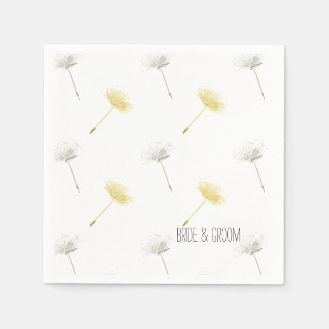 Dandelion Wish Flowers Bridal Shower Napkin (Front)