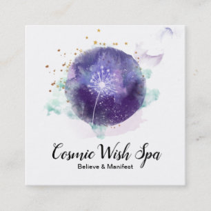 *~* Dandelion  Wish Sky Cosmo Stars Universe Square Business Card