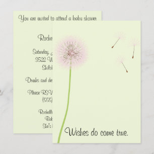 Dandelion Wishes for a Baby Shower in Pinks Invitation