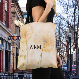 Dandelion Wishes Monogram Tote Bag