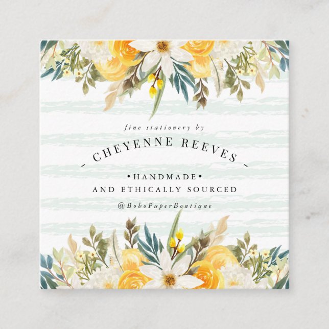 Dandelion Wishes | Spring Wildflowers Square Business Card (Front)