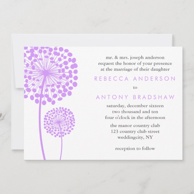 Dandelion Wishes Wedding Invitation (Front)