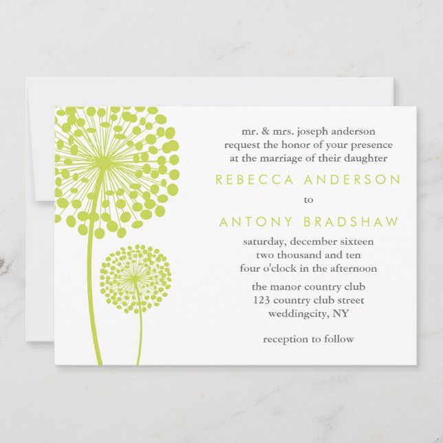 Dandelion Wishes Wedding Invitation (Front)