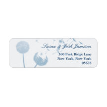 Dandelion Wishes Wedding on Soft Teal, Label