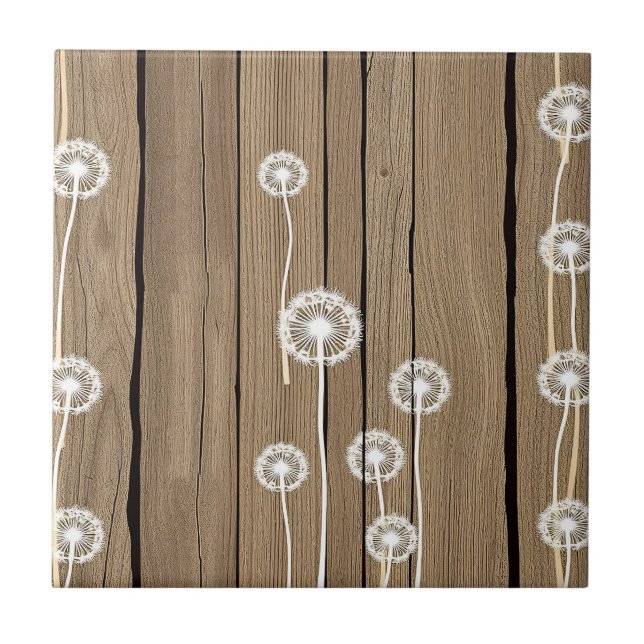 Dandelion Wood Rustic Pattern Tile (Front)