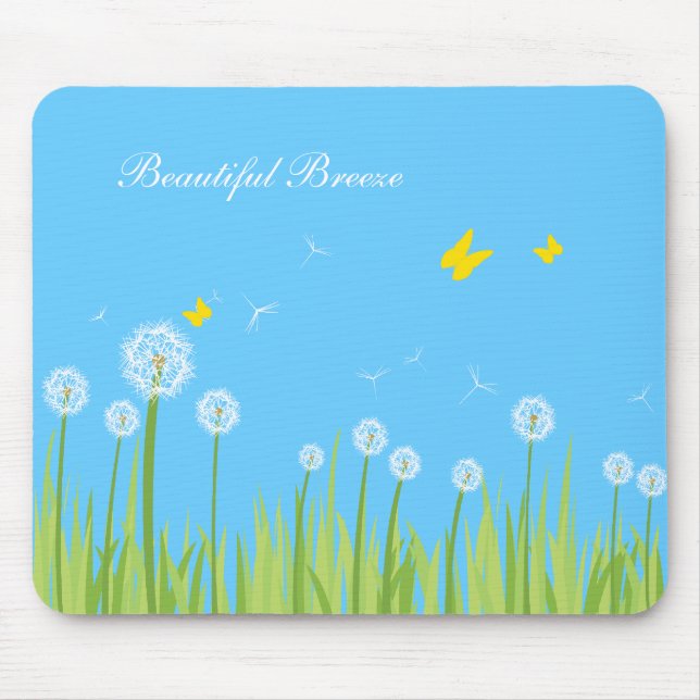 dandelions, Beautiful Breeze Mouse Mat (Front)