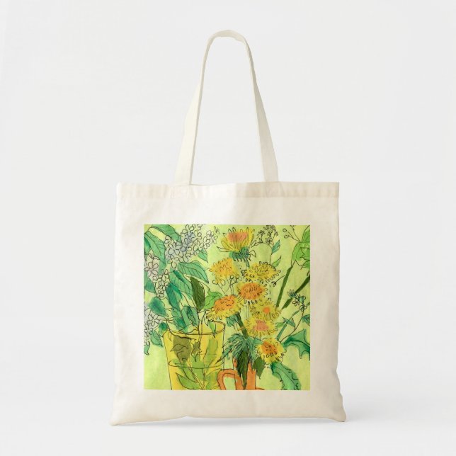 Dandelions Bird Cherry Summer Flowers Floral Art  Tote Bag (Front)