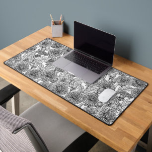 Dandelions, black and white desk mat