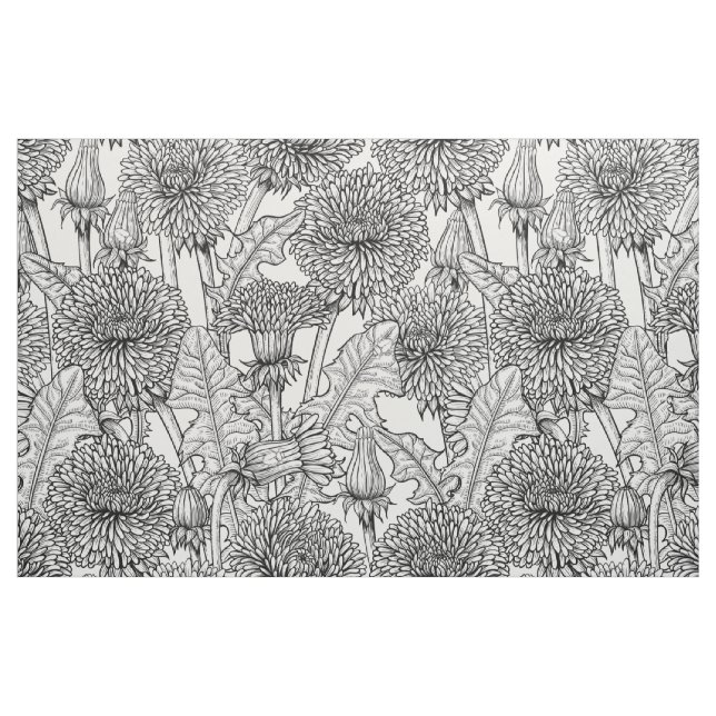 Dandelions, black and white fabric (Fat Quarter)