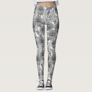 Dandelions, black and white leggings