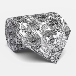 Dandelions, black and white tie
