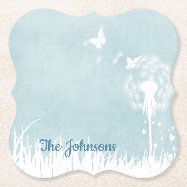 Dandelions, Butterflies & Blue Skies Paper Coaster (Front)