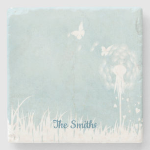 Dandelions, Butterflies & Blue Skies Stone Coaster
