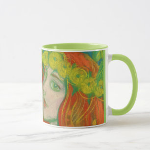 "Dandelions crowns" painting summer redhaired girl Mug