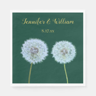 Dandelions, Dandelion Clocks Green Personalised Napkin