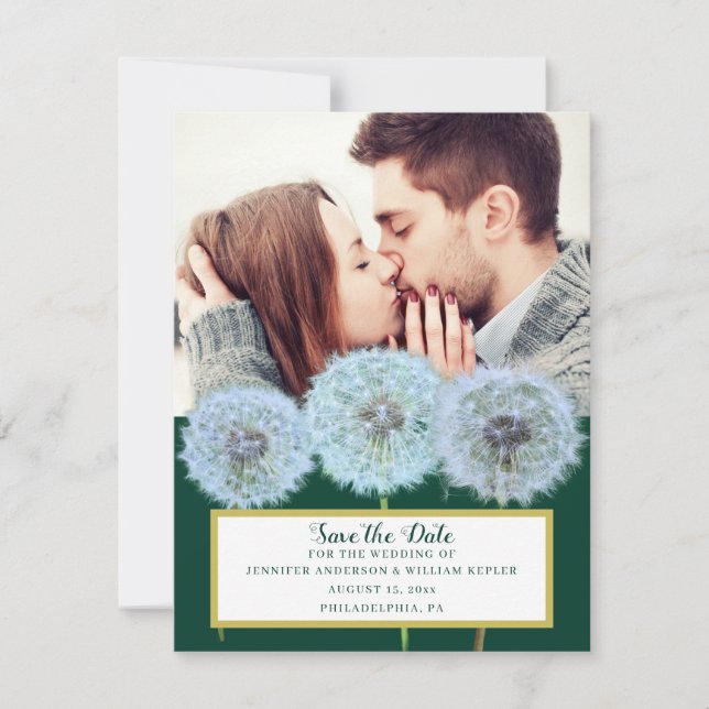Dandelions, Dandelion Clocks Photo Save the Date Invitation (Front)