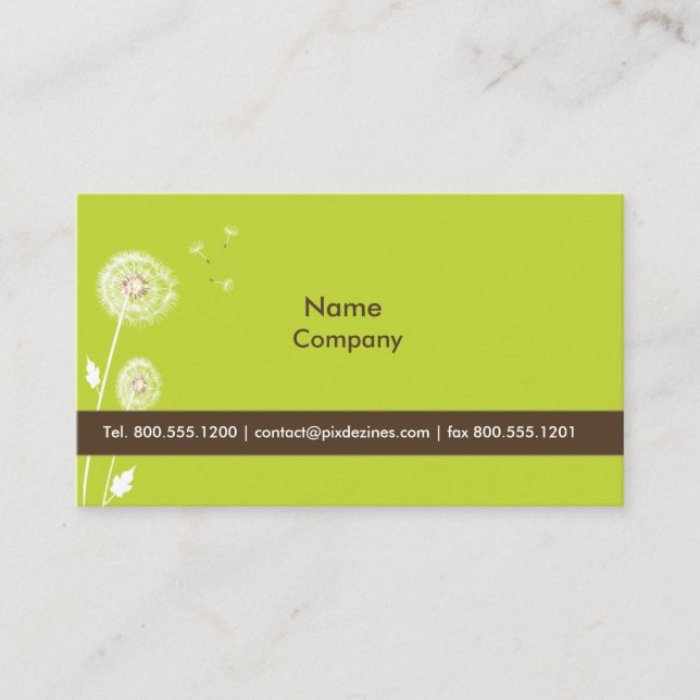 DANDELIONS/DIY colour/moss green dark chocolate Business Card (Front)