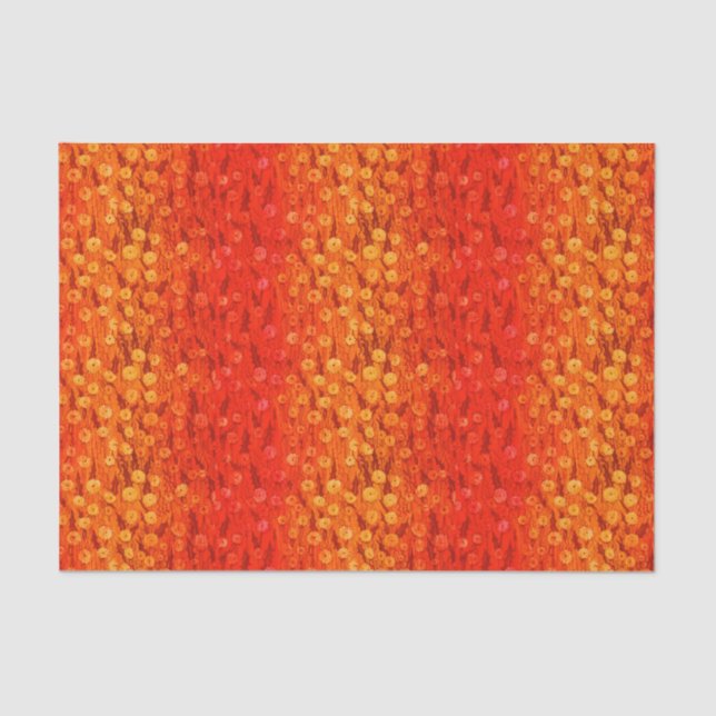 Dandelions Field Summer Flowers Red Orange Ombre Tissue Paper (Front)