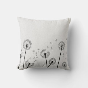 Dandelions Flowers Pappus Spores Grey Cushion
