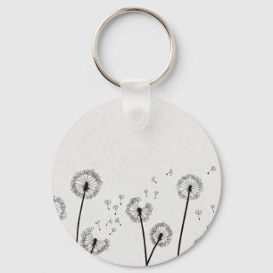 Dandelions Flowers Pappus Spores Grey Key Ring
