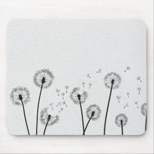 Dandelions Flowers Pappus Spores Grey Mouse Mat