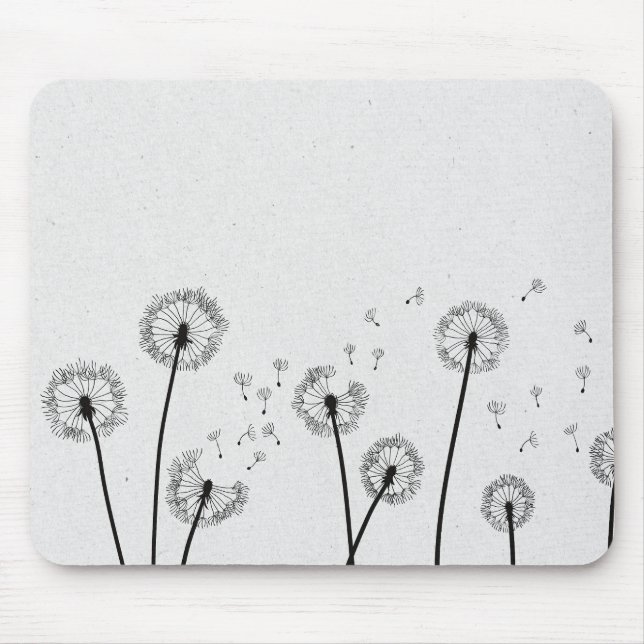 Dandelions Flowers Pappus Spores Grey Mouse Mat (Front)