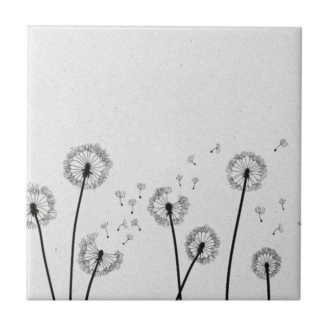 Dandelions Flowers Pappus Spores Grey Tile (Front)
