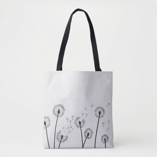 Dandelions Flowers Pappus Spores Grey Tote Bag (Front)