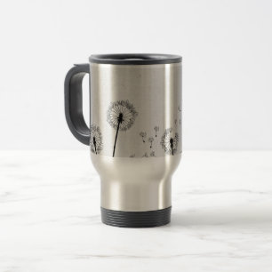 Dandelions Flowers Pappus Spores Grey Travel Mug