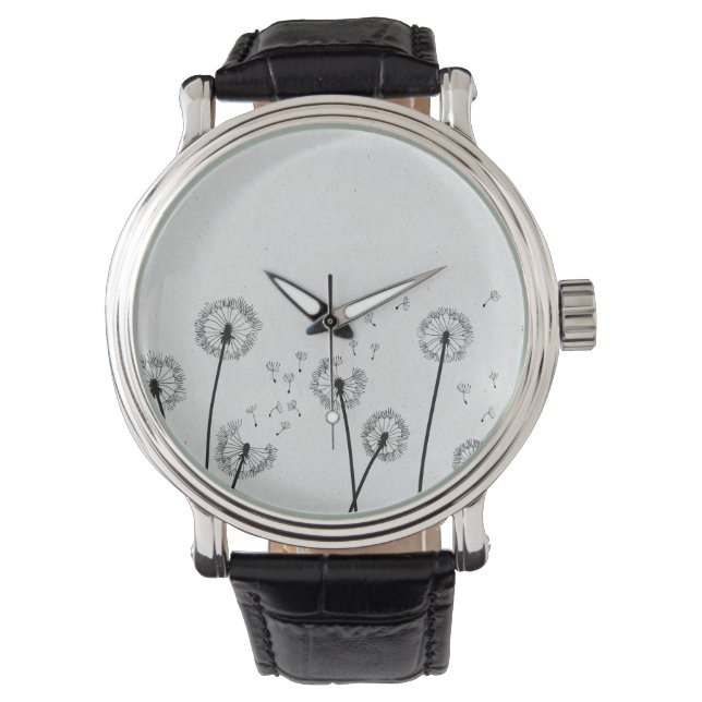 Dandelions Flowers Pappus Spores Grey Watch (Front)