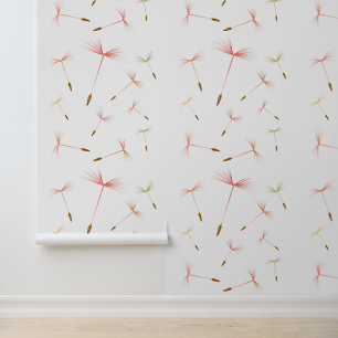 Dandelions Flying Seeds Custom Colour White Wallpaper