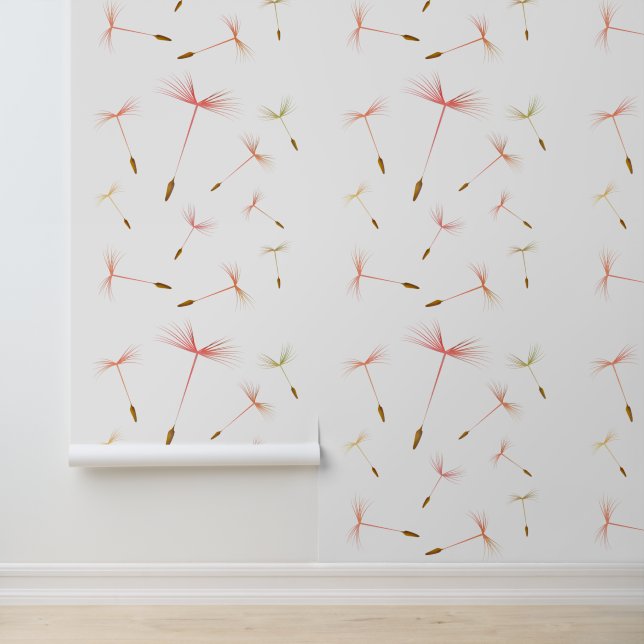 Dandelions Flying Seeds Custom Colour White Wallpaper (Application)