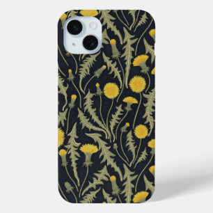 Dandelions, green, yellow and black iPhone 15 mini case