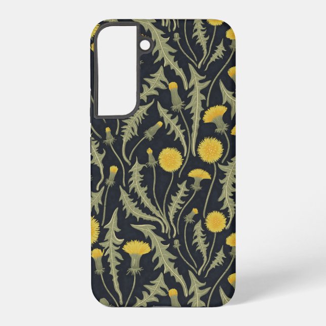 Dandelions, green, yellow and black samsung galaxy s22+ case (Back)
