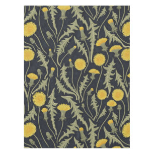 Dandelions, green, yellow and black tablecloth