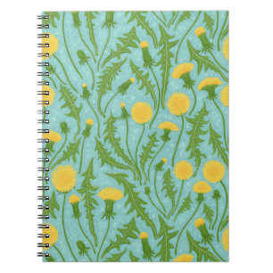 Dandelions, green, yellow and blue notebook