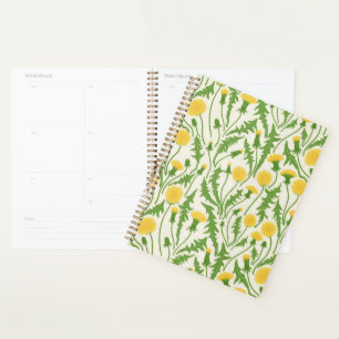 Dandelions, green, yellow and white planner