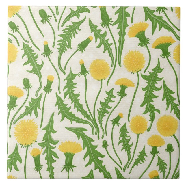 Dandelions, green, yellow and white tile (Front)