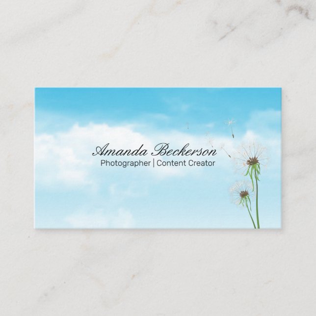 Dandelions in the Sky Business Card (Front)