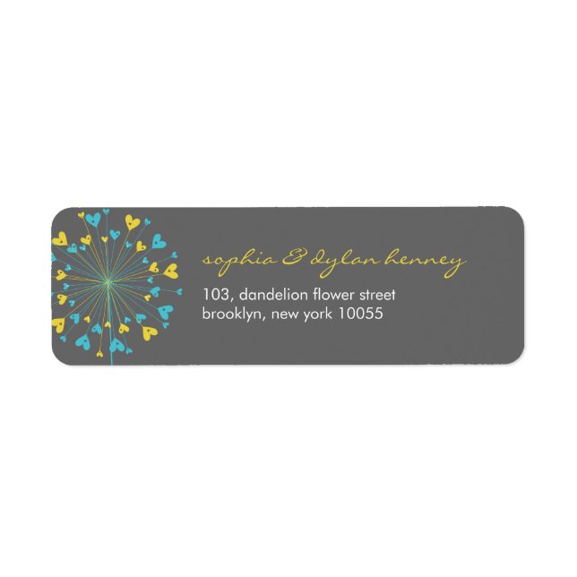Dandelions Love Cute Summer Wedding Address Labels (Front)