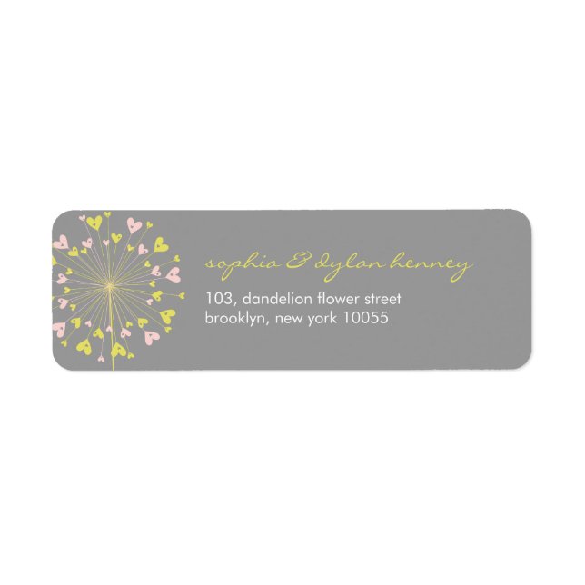 Dandelions Love Cute Summer Wedding Address Labels (Front)