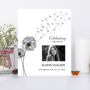 Dandelions Memorial Funeral Photo Welcome Sign