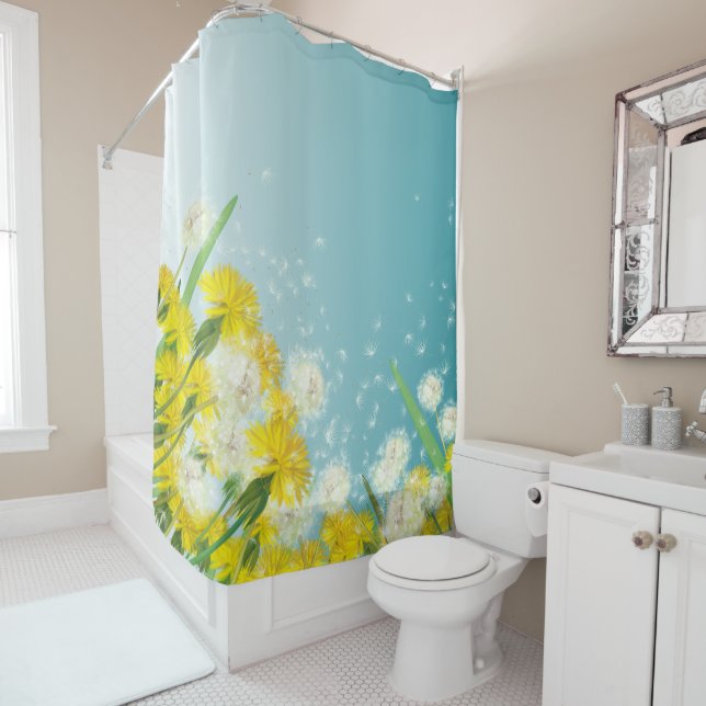 Dandelions Ombré CHANGE BACKGROUND COLOR Shower Curtain (In Situ)