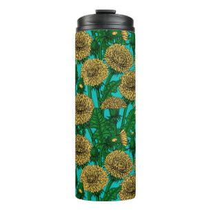 Dandelions on turquoise thermal tumbler